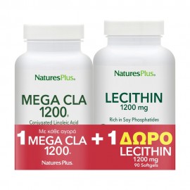 NaturesPlus Mega CLA 1200mg 60 μαλακές κάψουλες & ΔΩΡΟ Lecithin 1200mg 90softgels