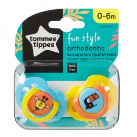 Tommee Tippee Fun Style Πιπίλα Σιλικόνης 0-6 Μηνών Γαλάζιο-Κίτρινο 2τεμ. Prod.Ref.43335795