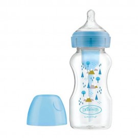 Dr. Browns Options WB 91600 Plastic Bottle with Wide Neck & Silicone Nipple Blue 270ml