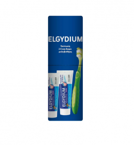 Elgydium Set with 2 Toothpaste Junior Bubblegum 50ml & Toothbrush for kids 7-12 years 1pc