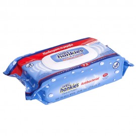 Wet Hankies Antibacterial Μαντηλάκια αντιβακτηριδιακά με αιθυλική αλκοόλη 72τμχ