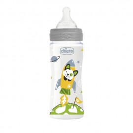 Chicco Well Being Plastic feeding bottle Silicone teat 4m+ Grey 330ml