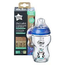 Tommee Tippee Closer to Nature Glass Bottle Blue Panda 0+ Months 250ml