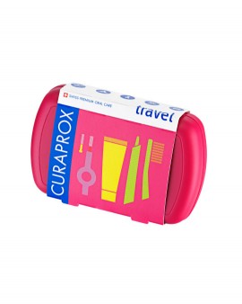 Curaprox Travel Set με Οδοντόκρεμα 10ml, Οδοντόβουρτσα Πτυσσόμενη, Μεσοδόντιο Βουρτσάκι Καθαρισμού & Κουτί Μεταφοράς 1τεμ. Κόκκινο