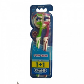 Oral-B Complete Clean 5 Way 1+1 40 Medium Οδοντόβουρτσα, 2 τεμάχια Ροζ-Πράσινο