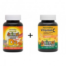 NaturesPlus Promo Animal Parade Vitamin D3 90ch.tabs & Animal Parade Vitamin C 90 ch.tabs & Δώρο Τσάντα Admiral
