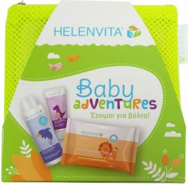 Helenvita Baby Adventures Kit με Baby All Over Cleanser 100ml & Baby Nappy Rash Cream 20ml & Baby Wipes 20τεμ Λαχανί