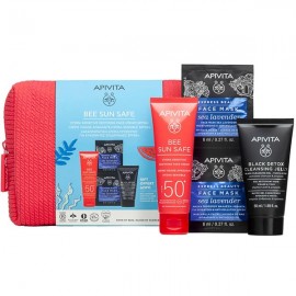 Apivita Bee Sun Safe Promo Hydra Sensitive Soothing Face Cream SPF 50+ 50ml & Gift  Black Detox Cleansing Jelly 50ml & Express Beauty Face Mask Sea La …
