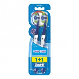 Oral-B Complete Clean 5 Way 1+1 40 Medium Οδοντόβουρτσα, 2 τεμάχια Μπλε