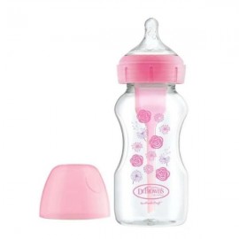 Dr. Browns Options WB 91600 Plastic Bottle with Wide Neck & Silicone Nipple Pink 270ml