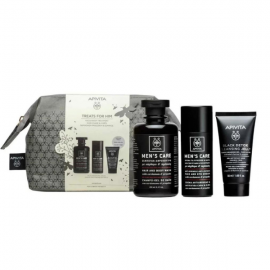 Apivita Promo Treats for Him Mens Care Hair & Body Wash 250ml & Anti-Wrinkle Anti-Fatique Face & Eye Cream 50ml & Black Detox Cleansing Jelly 50ml