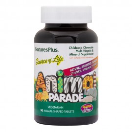 NaturesPlus Animal Parade Childrens Chewable Assorted Flavor 90animal-shaped tablets