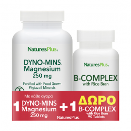 Natures Plus Promo Dyno-Mins Magnesium 250mg 90caps & B-Complex with Rice Bran 90tabs