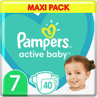 Pampers Active Baby Maxi Pack No.7 (15+Kg) 40τμχ