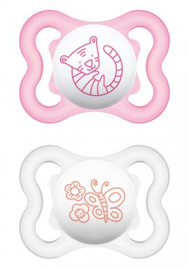 Mam Air Silicone Soother Transparent/Pink 16+ Months 2piec.