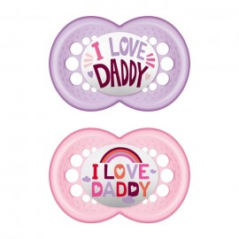 Mam I love Mummy & Daddy Orthodontic Silicone Soother Girl 6-16m+ 2pcs