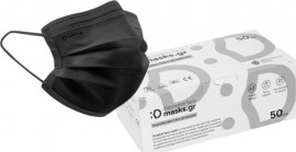 Masks.gr Χειρουργική Μάσκα Τριών Στρώσεων Μίας Χρήσης Type II Ελληνικής Κατασκευής 50 τεμ ΜΑΥΡΟ