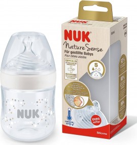 Nuk Nature Sense Γυάλινο Μπιμπερό Θηλή Σιλικόνης Small 0-6m Λευκό 120ml