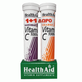 Health Aid Vitamin C 1000mg Orange-Blackcurrant Flavor 20tabs+20tabs GIFT