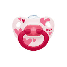 Nuk Happy Days Πιπίλα Σιλικόνης Λευκό-Κόκκινες Καρδιές 18-36 μηνών, 1τεμ