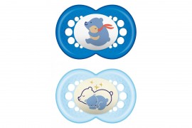 Mam Day & Night Silicone Soother 6-16m 2pcs Blue