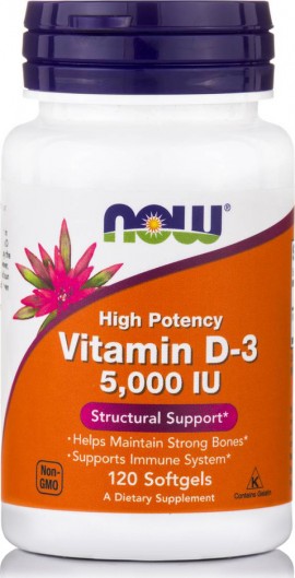Now Vitamin D3 5000IU gels 120 softgels