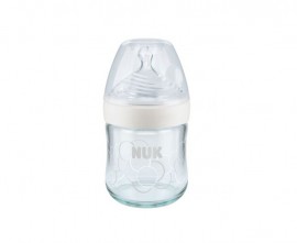 Nuk Nature Sense Γυάλινο Μπιμπερό Θηλή Σιλικόνης Small 0-6m Λευκό 120ml
