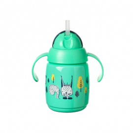 Tommee Tippee Superstar Training Straw Cup Κύπελλο με λαβές και καλαμάκι 300ml 6m+ Green