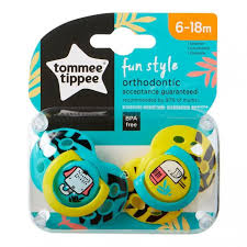 Tommee Tippee Fun Style Πιπίλα Σιλικόνης 6-18 Μηνών Κίτρινο-Πετρόλ 2τεμ.Prod.Ref.43335895