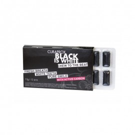 Curaprox Black is White Chew to the Beat Τσίχλα για Λευκά Δόντια με ενεργό άνθρακα & γεύση λεμόνι - μέντα 12 τεμάχια