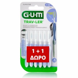 Gum Promo 1+1 Trav-ler Interdental Brush (1312) Μεσοδόντιο Βουρτσάκι 0.6mm Λιλά 6pcs