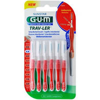 Gum Trav-ler Interdental Brush (1314) Μεσοδόντιο Βουρτσάκι 0.8mm Κόκκινο, 6τεμ