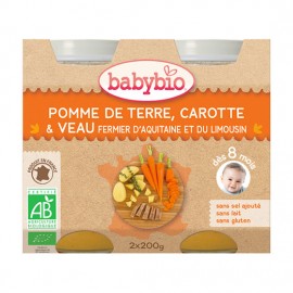 BABYBIO Γεύμα Μοσχάρι Γάλακτος με Λαχανικά +8μ (2x200γρ)