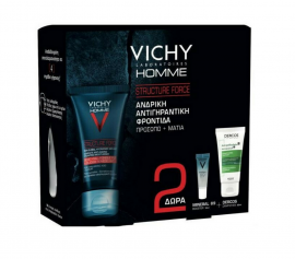 Vichy Promo Homme Structure Force 50ml & Dercos Anti-Dandruff Shampoo Greasy Hair 50ml & Mineral 89 Booster 10ml