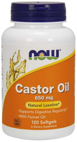 Now Castor Oil 650mg 120 softgels