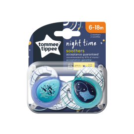 Tommee Tippee Night Time Silicon Soother 6-18 Months 2piec.